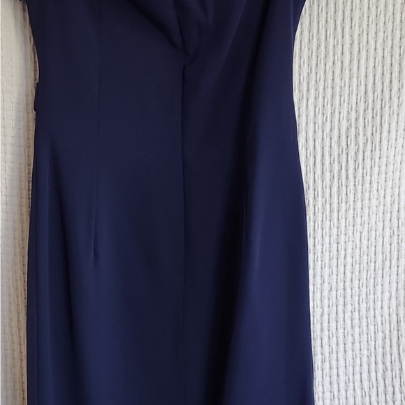 Chic Off-Shoulder Navy Dress - Picture 3 of 13